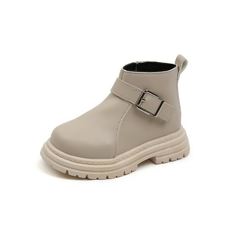 

Colisha Children Ankle Boots Comfort Winter Boot Side Zipper Booties School Non-Slip Short Bootie Casual Beige 4.5C
