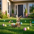 thumbnail image 4 of Bunny Stake Easter Decoration, Flat Pvc Garden Yard Art with Colorful Eggs for Spring Lawn and Patio Holiday Outdoor Display, Topliu, 4 of 6