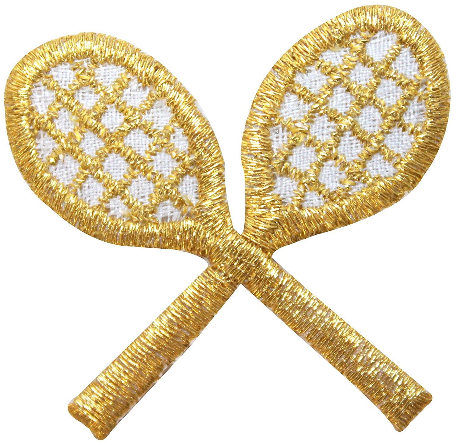 Gold Tennis Rackets Applique Patch 3-Pack, Iron on Metallic Gold 