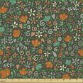 thumbnail image 2 of Floral Fabric by the Yard, Cartoon Drawn Autumn Colored Flower Stems Spirals Polka Dots Illustration, Upholstery Fabric for Dining Chairs Home Decor Accents, Dark Taupe Multicolor by Ambesonne, 2 of 5