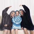 thumbnail image 5 of Blue Tie Dye Mandala Pattern Blanket Hoodies for Kids 6-13YR Oversize Wearable Blanket Hoodies for Boys Girls Teens, 5 of 7