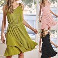 thumbnail image 1 of Gspmoly Robe pour Femmes, Robe Mode pour Femmes Irrégulière Longueur Genou à Bretelles Couleur Unie à Lacets Robe de Mariage pour Femmes jusqu'à 60 % de Rabais, 1 of 9