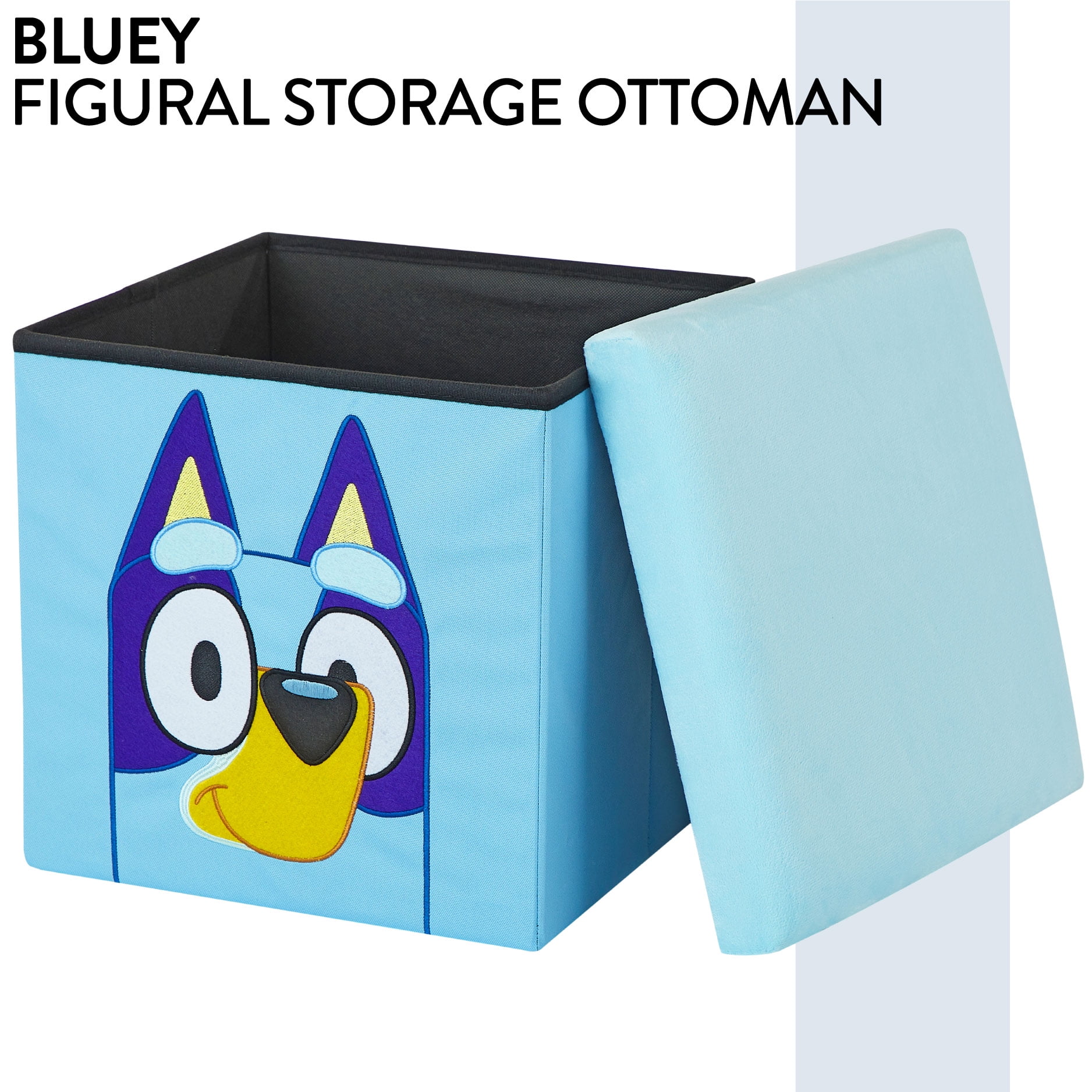 Bluey Kids' Storage Ottoman, Blue, 15" x 15" x 15"