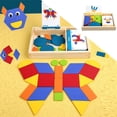thumbnail image 2 of Bloques de madera con patrones clásicos, juguetes educativos Montessori Tangram para niños 87 piezas, 2 of 7