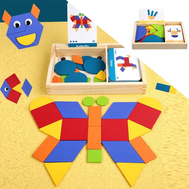 Bloques de de Rompecabezas de animales Juegos de formas geométricas Juguetes educativos tempranos, a clasificar para 87 piezas Hugo Rompecabezas de formas geométricas
