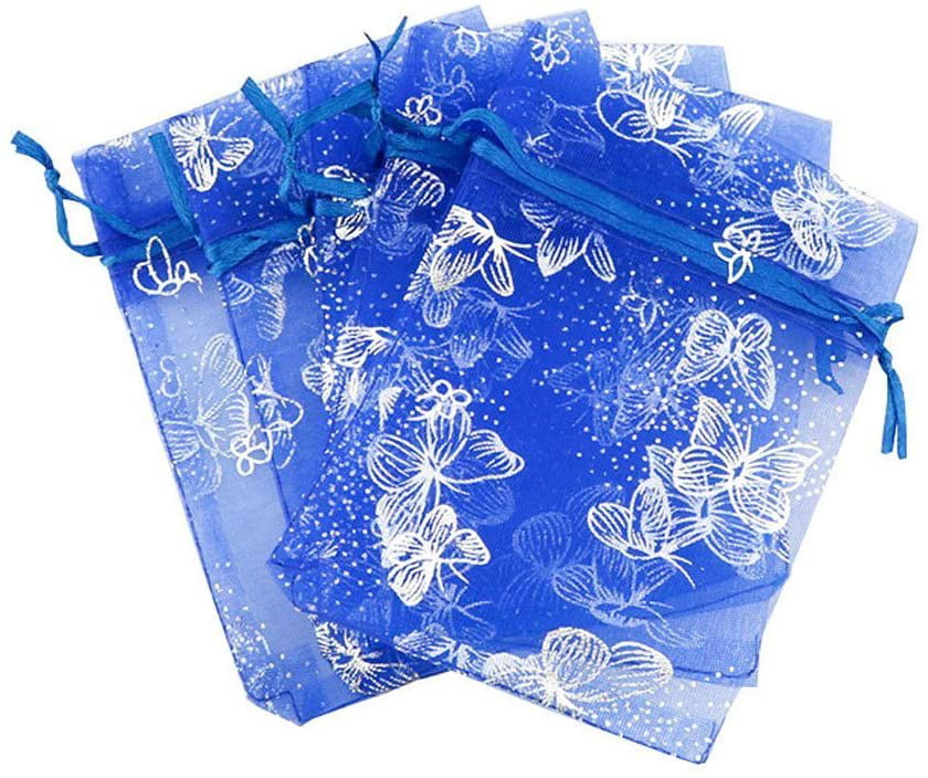 Aqua Blue ATCG 100pcs 3.5x4.5 Inches Drawstring Organza Pouches Wedding Party Jewelry Favor Gift Candy Bags