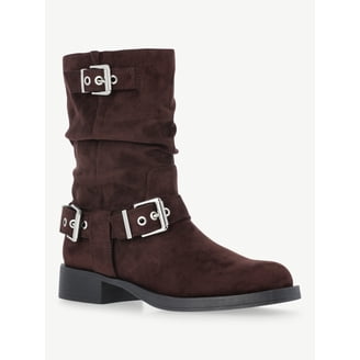 No Boundaries Women's Foldover Buckle Moto Boots - Walmart.com