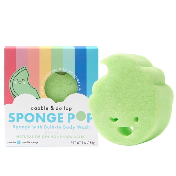 Dabble & Dollop SpongePop - Sponge with Built-In Body Wash, Honeydew Scent - 3 oz
