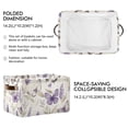 thumbnail image 3 of WOBOGO Purple Lavender and Butterfly Square Storage Basket with Waterproof Canvas and PE Lining Durable PU Leather Handles 14.2×10.2×8.3in, 3 of 9