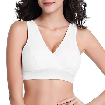 HCURIBAD Wireless Bras Clearance! Womens Nursing Maternity Bra Front Wraps Breathable Wire Sleep Nursing Bra Breastfeeding Tank Maternity Bras  Seamless Bra  Backless Bra  Bras for Women White L