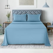 Lux Decor Collection Bed Sheets - 4 Piece Queen Size Sheets, Brushed Microfiber 16 Deep Pocket Bedding Sheets & Pillowcases - Blue