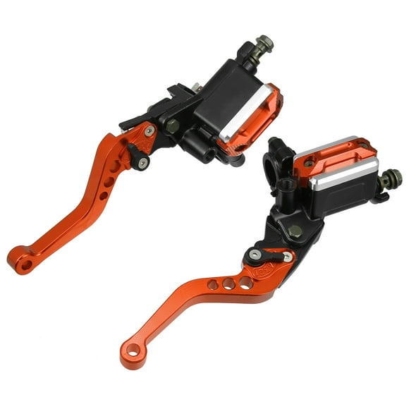1 Pair 7/8" 22mm Universal Motorbike Dual Hydraulic Handlebar Brake Master Cylinder Clutch Lever Orange
