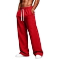thumbnail image 2 of Fleece Sweat Pants for Men Wide Leg Casual Workout Sweatpants, Elastic Waist Drawstring Baggy Workout Jogging Pants, Y2K Oversized Fashion Streetwear for Gym Travel, 4 Seasons, 2 of 7