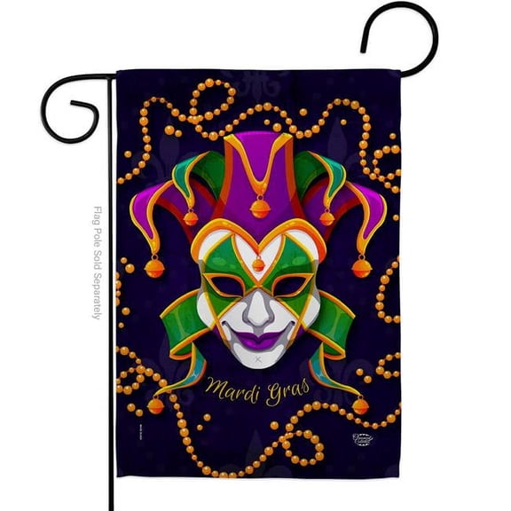 Ornament Collection  Joker Mardi Gras Springtime Double-Sided Decorative Garden Flag, Multi Color