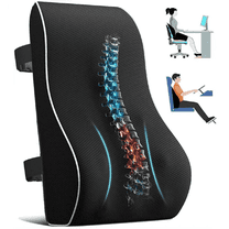 Beiled Lumbar Support Pillow for Office Chair and Car, Ergonomic Memory Foam Back Cushion, Large Size Wedge Backrest, Black