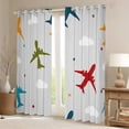 thumbnail image 2 of Airplane 38"x45" Set of 2 Panels Blackout Curtains Colorful Aircrafts Curtains Cartoon Airplanes Window Curtains & Drapes Kawaii Room Decor Cute Clouds Stars Pattern Darkening Curtains, 2 of 6