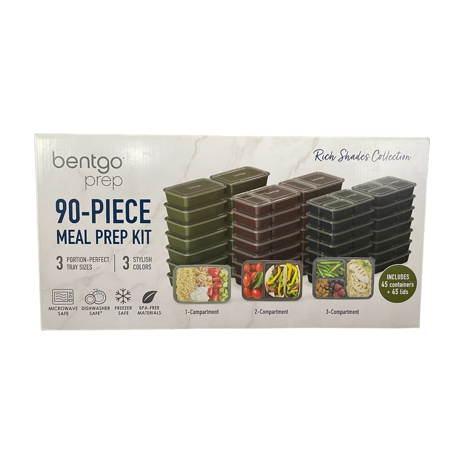 Bentgo Prep 90 Piece Meal Prep Set, Rich Shades, Meal Prep E-book included