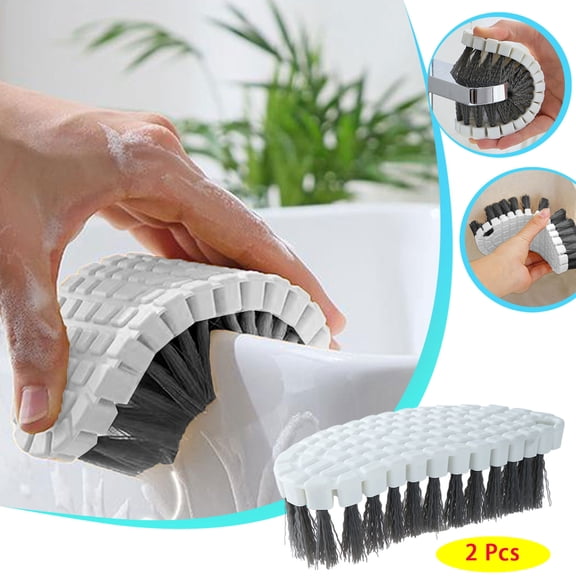 LHNFT 2 Pack Multi Purpose Heavy Duty Scrub Brush, Heavy Duty Hand Held Scrub Stiff Bristle Brush, Multiple Segments are Bendable Fruit Vegetable Brush, White