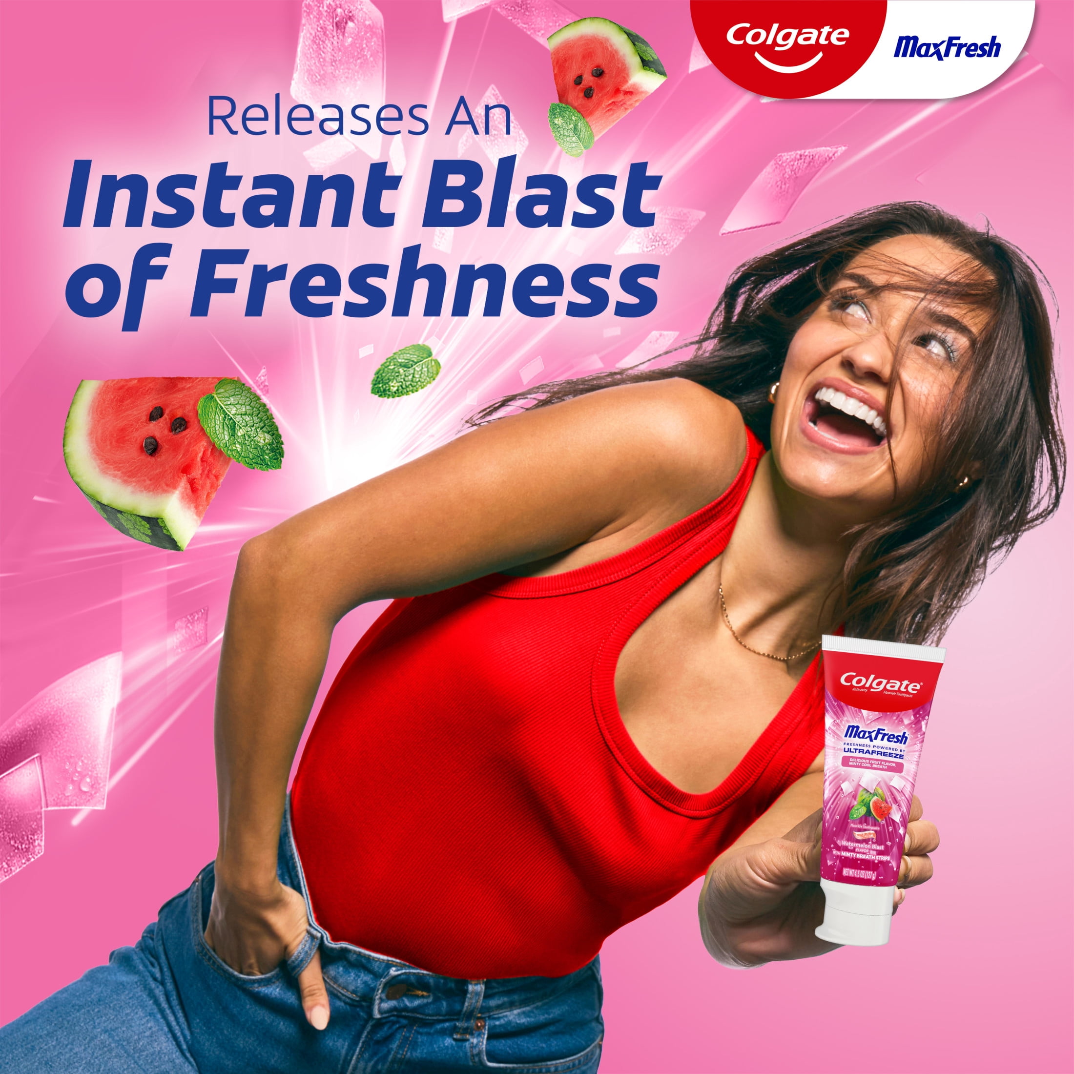 (2 pack) Colgate Max Fresh Anticavity Fluoride Toothpaste, Watermelon Blast with Mint, 4.5 oz.