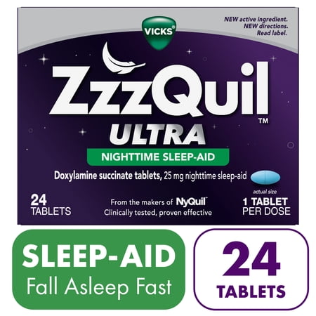 ZzzQuil ULTRA Sleep Aid, Doxylamine Succinate 25mg, Sleep Aids for Adults, 24 Tablets