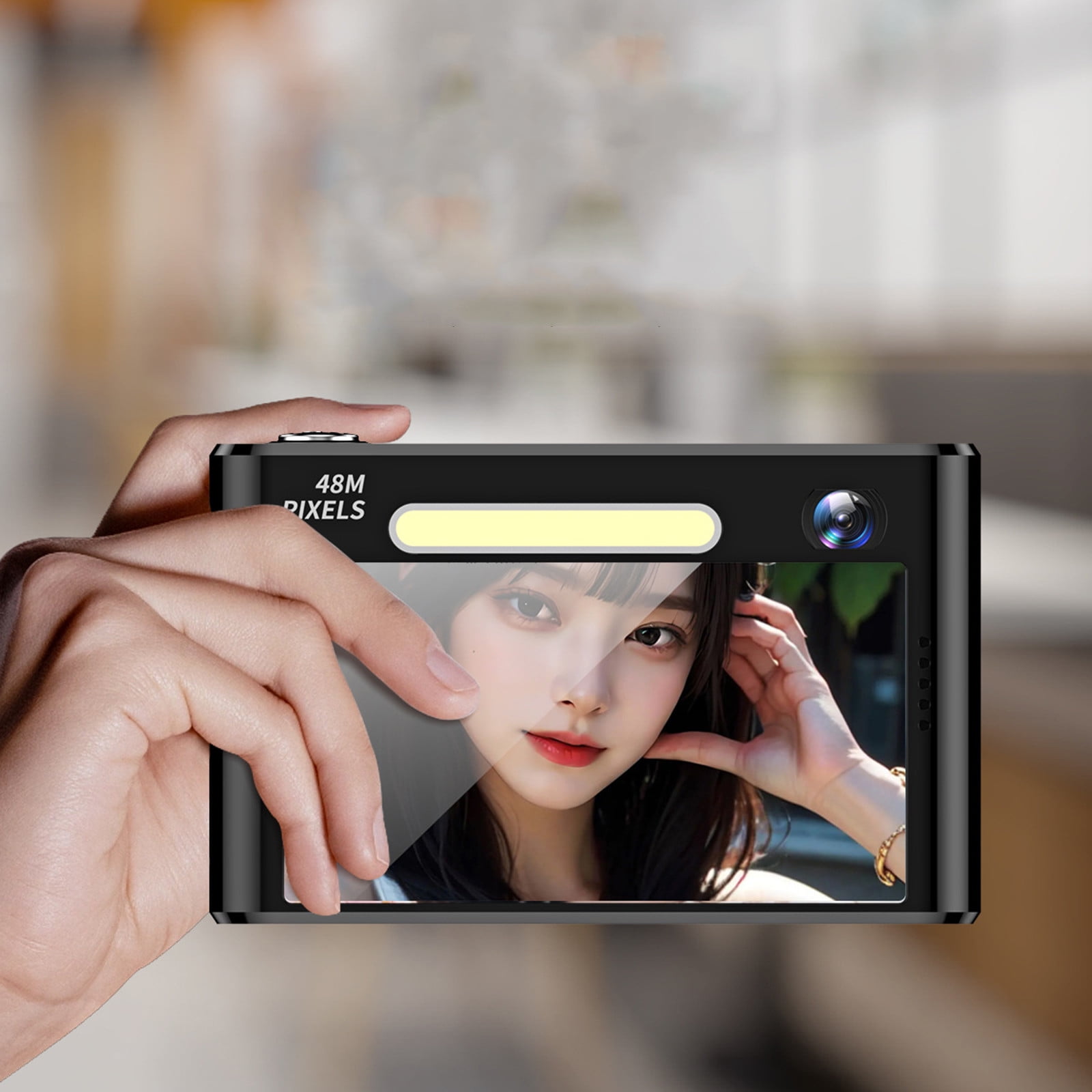 WYBXZ 48MP HD Digital Camera 2.4in IPS Screen, Take Photos and Videos, Travel Camcorder with Night Flash Light and Mirror Beauty Selfie, Supports OTG Transmission, 8X Digital Zooms