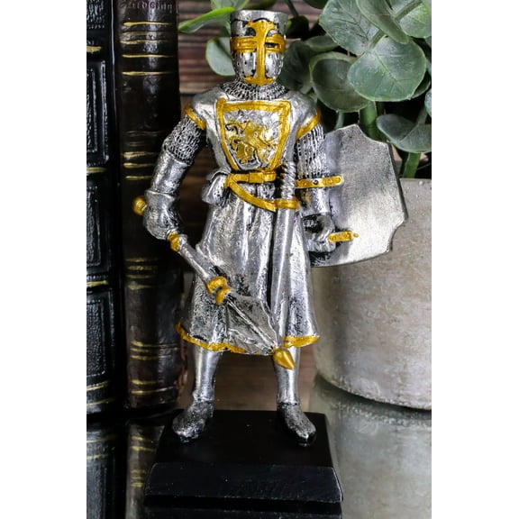 Medieval Suit Of Armor Knight With Mace and Heraldry Shield Mini Figurine