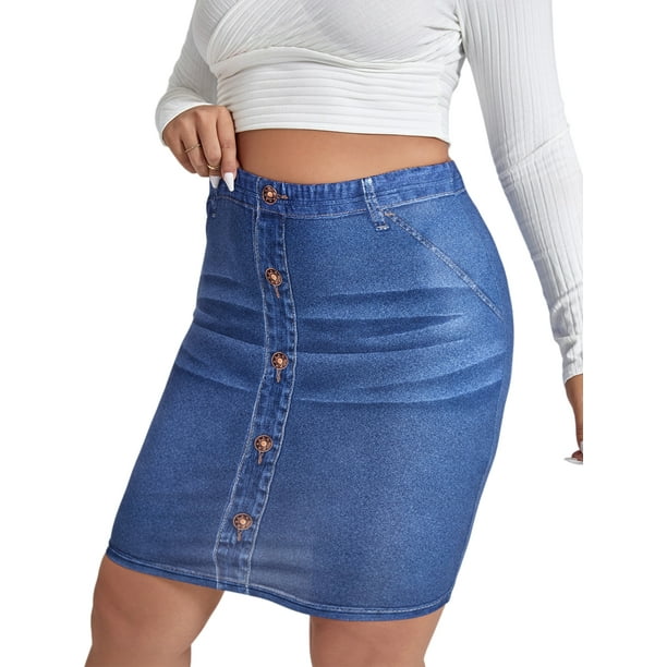 Short blue jean cheap skirts plus size