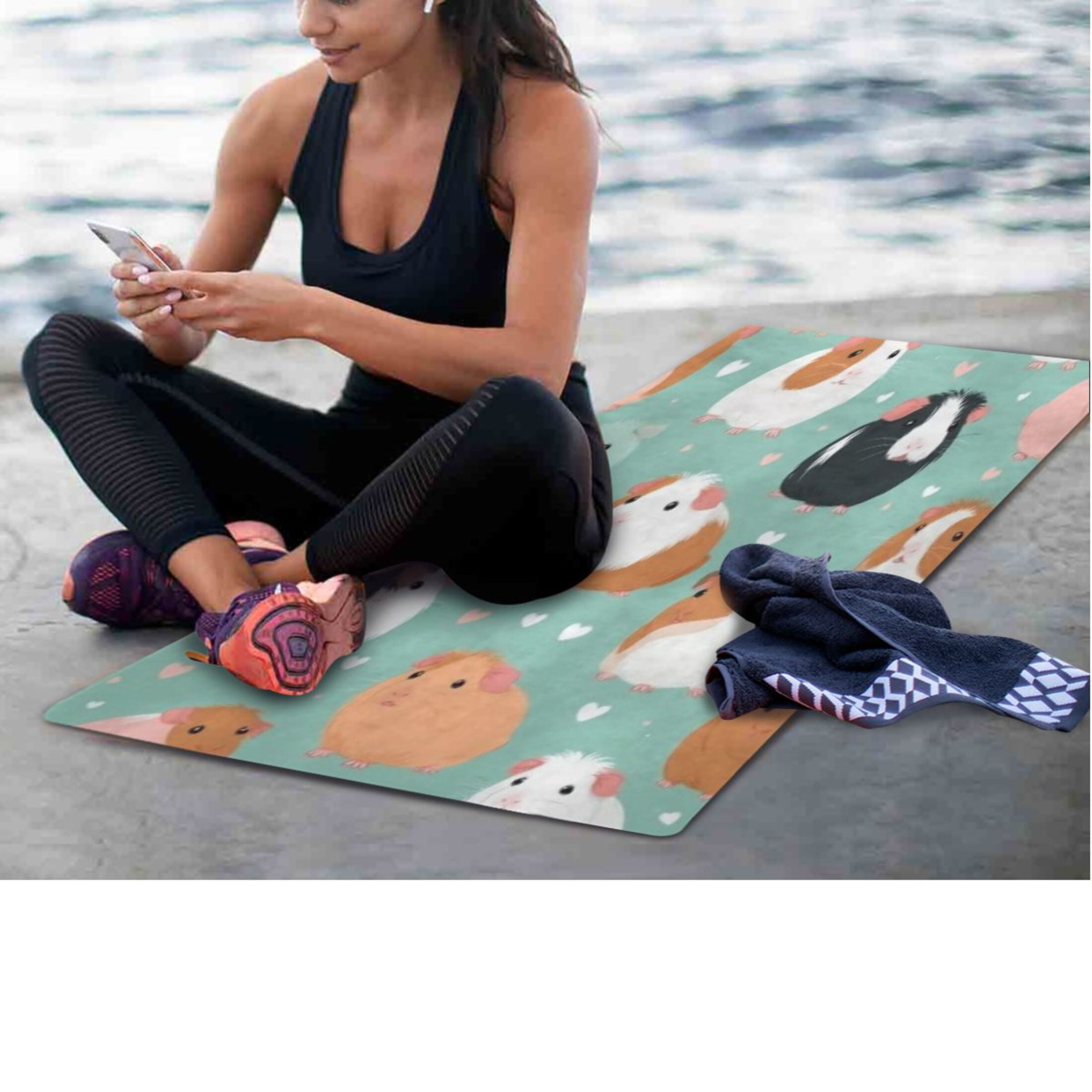 BZSMCE Yoga Mat Women Fitness Mat Pink Heart Guinea Pattern
