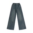 thumbnail image 4 of Travel Pants,Girls Fashion Cute Pants Elastic Waist Wide Leg Jeans Casual Pants With Pockets,Sweatpants,6-7 Years,Z06 Black, 4 of 7