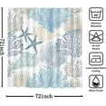 thumbnail image 5 of Nautical Coastal Shower Curtain Blue Ocean Beach Shower Curtain for Bathroom Starfish Seashell Coral Ocean Themed Home Decor Fabric Washable Waterproof with 12 Hooks 72x72 in, 5 of 6