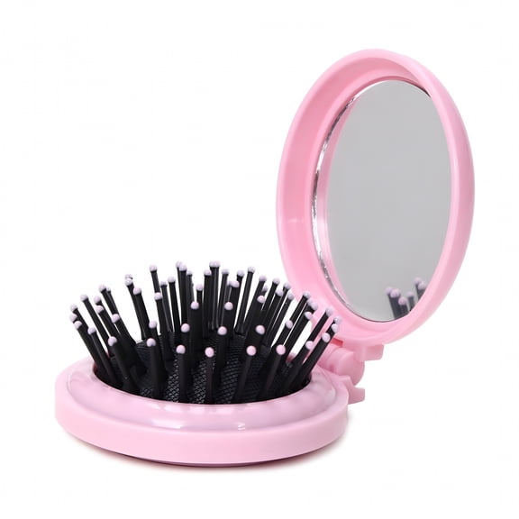 ACDANC 2026 New Mini Folding Hair Brush with Mirror,Compact Pop Up Pocket Brush,Small Travel Size Flip Hair Brush for Purse/Backpack for Travel,Work,School,Gym,Commute