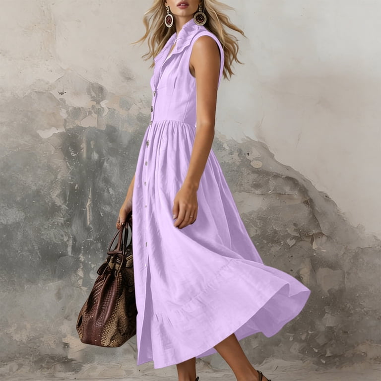soft casual dresses EsEiCo Womens Casual Polka Dot Print Half Button Knot Front Shirt Dress Short Sleeve High Waisted Flared Dresses for Women (Color : Pink, Size : Small) at Amazon Women's Clothing store