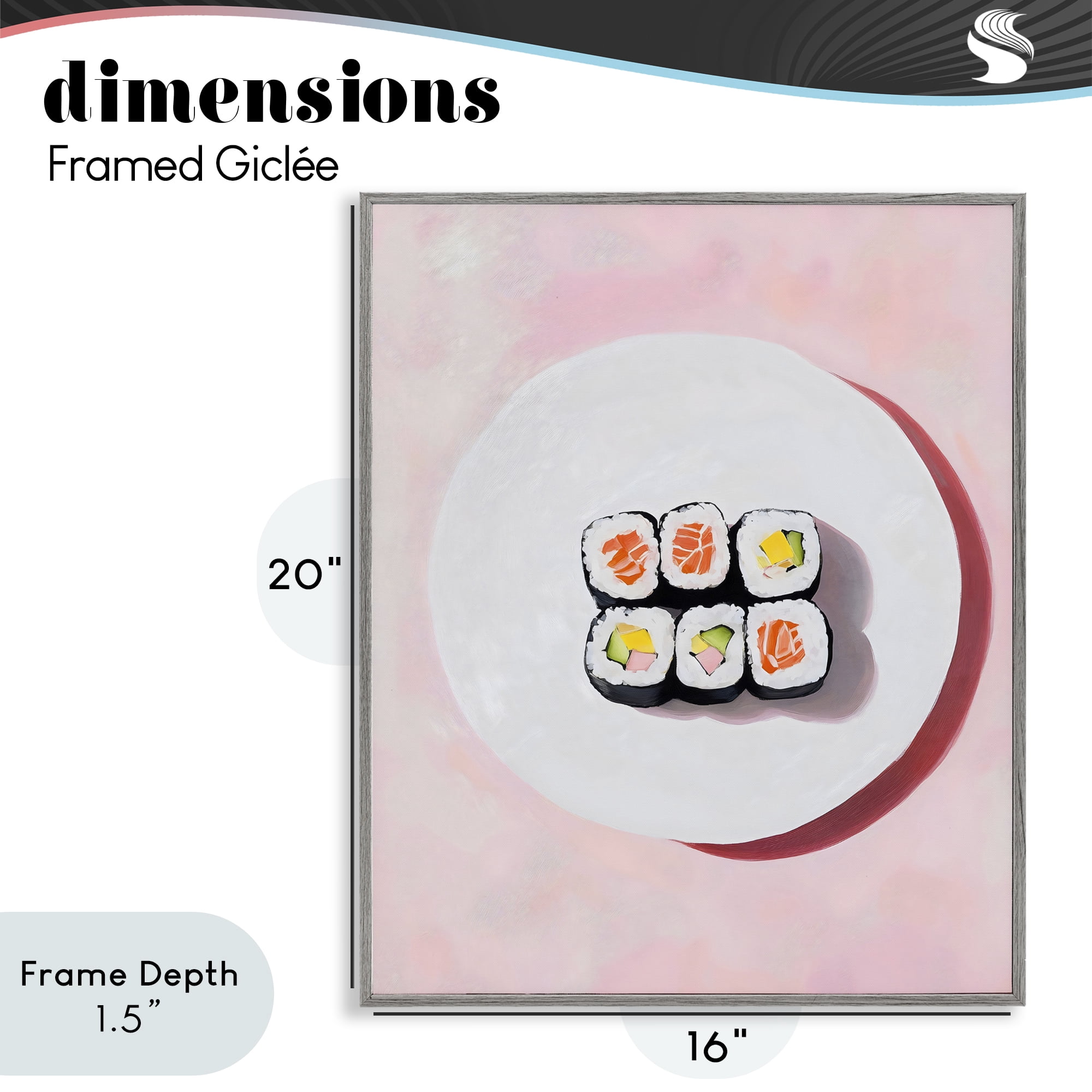 Stupell Industries Sushi Rolls on Plate Gray Framed Giclee Art, design by The Prints Vibe