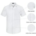 thumbnail image 4 of Mens Casual Short Sleeve Cotton Linen Shirts Buttons Down White Summer Beach Vacation Shirts XL, 4 of 6