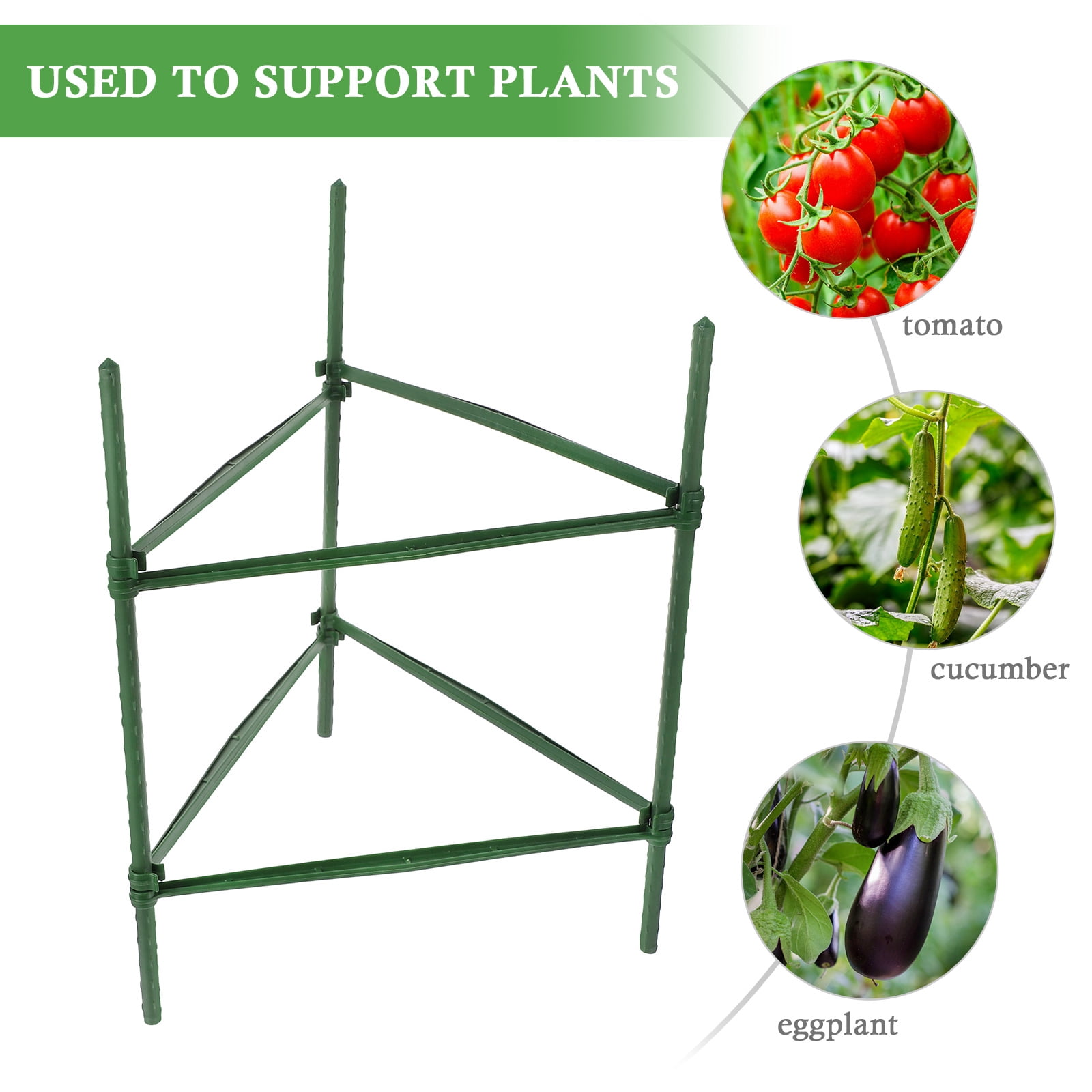 Worgeous  3 Sets Planter Support Cages Trellis Vine Indoor Plants Tomato Rack Green