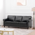 thumbnail image 2 of 84 inch Loveseat Sofa,Mid Century Modern 3 Seater Couch with Bubble Nail Decoration,Love Seat Sofa for Bedroom, Apartment, Home, Office,Black PU, 2 of 9