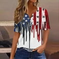 thumbnail image 2 of Yghzkop Independence Day Patriotic Shirt for Women Summer 4th of July V-Neck Short Sleeve Tops USA Flag Stars Stripes Graphic Button T-Shirts Loose Breathable Comfy Blouse Clothing, 2 of 5