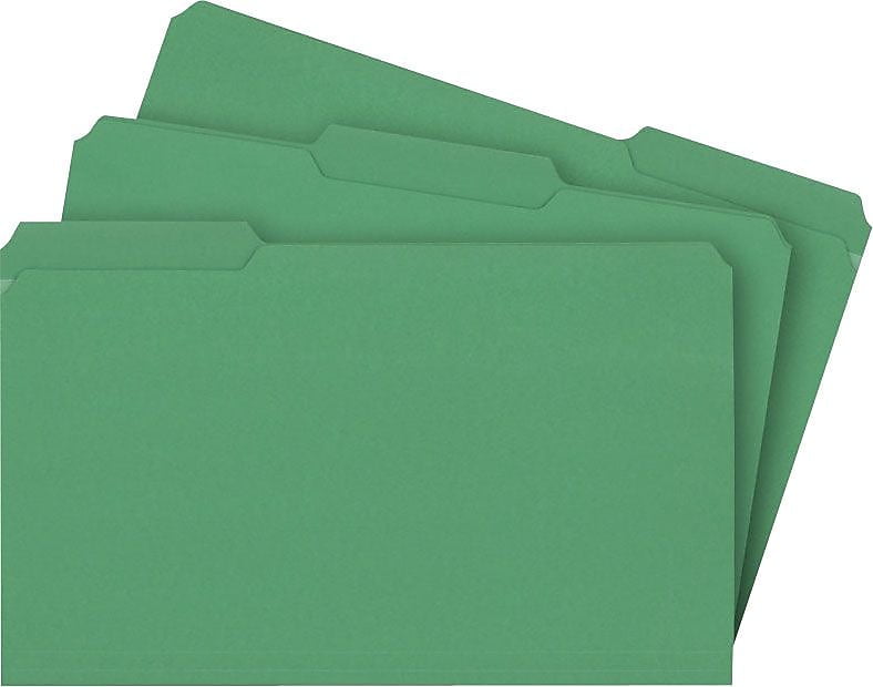 Staples File Folder, 3 Tab, Legal Size, Green 510115