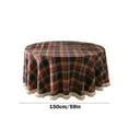 thumbnail image 3 of Checked Round Cotton Linen Tablecloth 150cm Washable Kitchen Dining Coffee Table Cover for Christmas Decor Garden Party Picnic (Coffee), 3 of 6