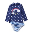 thumbnail image 1 of HAWEE Little Girls Two Pieces Rash Guard Swimsuit Set Long Sleeve Print Bikini Bathing Suit UPF50+ Beach Swimwear, 1 of 4