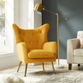 thumbnail image 2 of HULALA HOME Eusebio Tufted Velvet Wingback Accent Chair with Metal Gold Legs by  Wingback Chairs MUSTARD, 2 of 8