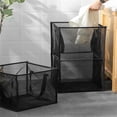 thumbnail image 3 of Small Collapsible Laundry Baskets with Handles Foldable Dirty Cloth Basket Bulk for Bathroom Laundry Room Kids Room College Dorm Travel Camping Organizer Black, 2 Layer, 3 of 6
