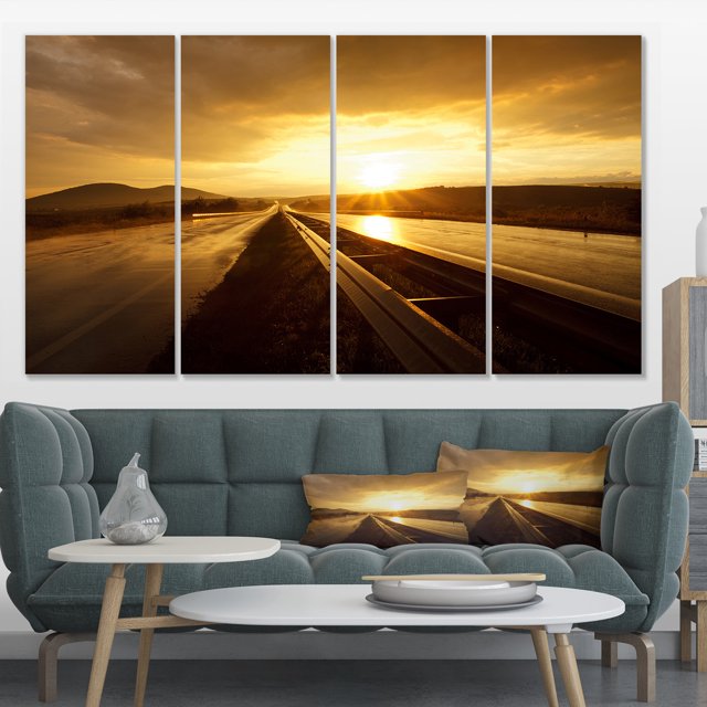 Wet After Rain Road at Sunset - Extra Large Wall Art Landscape