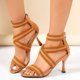 thumbnail image 2 of Negro Punta Tacones Del Dedo Del Pie para las Mujeres de Moda Casual Todo Partido Tacón Correa Estilo Romano Atrás Cremallera Abierto de los Dedos Del Pie Sandalias Sandalias de Correa de Tobillo Neg, 2 of 9