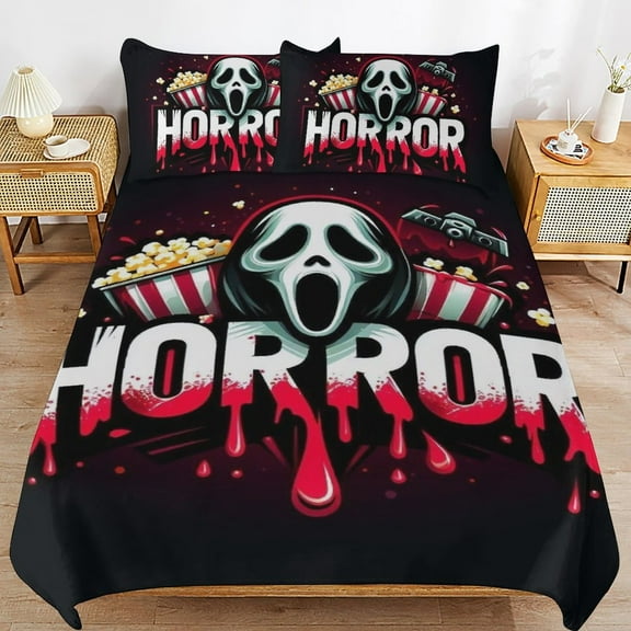 Ghost-Face Kids Bedding 3 Piece Twin Size Kids Bed Duvet Cover with Pillowcases