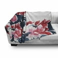 thumbnail image 3 of Floral Soft Flannel Fleece Blanket, Flowers in Watercolor Style Effect Illustration of Peonies Spring Inspired Print, Cozy Plush for Indoor and Outdoor Use, 70" x 90", Dark Blue Red, by Ambesonne, 3 of 6