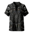 thumbnail image 4 of Bovemsi Business Casual Tops for Women Soft Stand‑Collar V‑Neck Short‑Sleeve Loose‑Fit Printed Blouse Fashion Outfits Clothes XXL, 4 of 4