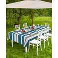 thumbnail image 2 of Outdoor Tablecloth with Umbrella Hole and Zipper Blue Grey Stripes Rectangle Outdoor Tablecloths 60x120 Waterproof Outside Table Cloths Patio Table Cloth Cover for Outdoor Tables Picnic Garden, 2 of 6