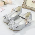 thumbnail image 7 of GiLiling Girls Mary Jane Dress Shoes, Glitter Princess Heels with Bow Star Charm, Adjustable Buckle Strap Party Shoes for Kids (Silver, 10-10.5 Years), 7 of 7