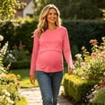 thumbnail image 5 of Women's Maternity Nursing Tops Long Sleeve Breastfeeding Shirts Casual Layered Design Comfortable Pregnancy Clothes for Postpartum Hospital Daily Wear, 5 of 7